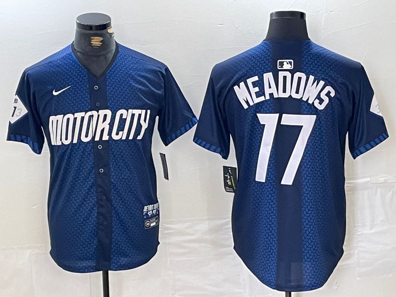 Men Detroit Tigers #17 Meadows Blue City Edition Nike 2024 MLB Jersey style 1->detroit tigers->MLB Jersey